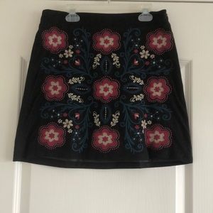 Black Embroidered Mini Skirt